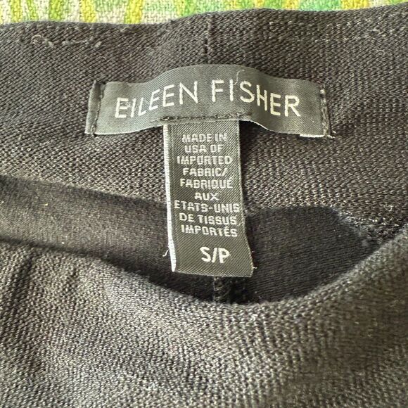 EILEEN FISHER BLACK WASHABLE STRETCH CREPE SLIM ANKLE PANTS W/ WIDE BAND SMALL - Picture 3 of 4